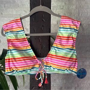 Decree Colorful Striped Tassel Boho Women's Swim Top Size XL New with Tags